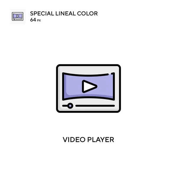 Reproductor Vídeo Icono Especial Vector Color Lineal Plantilla Diseño Símbolo — Archivo Imágenes Vectoriales