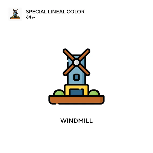Windmühle Spezielles Lineares Farbvektorsymbol Illustration Symbol Design Vorlage Für Web — Stockvektor
