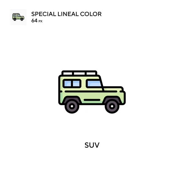 Suv Spécial Lineal Icône Vectorielle Couleur Modèle Conception Symbole Illustration — Image vectorielle