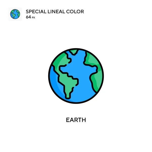 Earth Special Lineal Color Vector Icon Illustration Symbol Design Template — Stock Vector
