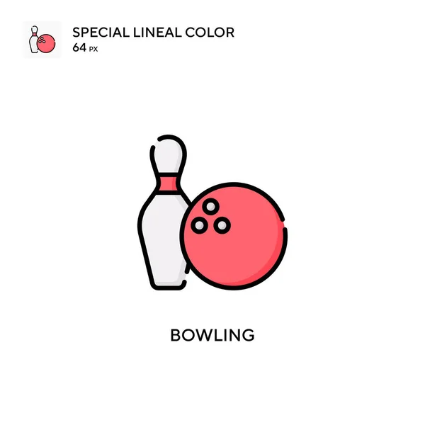 Bowling Icône Vectorielle Couleur Linéaire Spéciale Modèle Conception Symbole Illustration — Image vectorielle