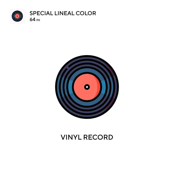 Vinylskiva Speciell Linjal Färg Vektor Ikon Illustration Symbol Design Mall — Stock vektor