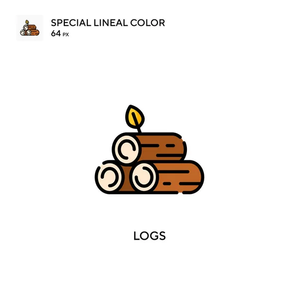 Logs Special Lineal Color Vector Icon Illustration Symbol Design Template — Stock Vector
