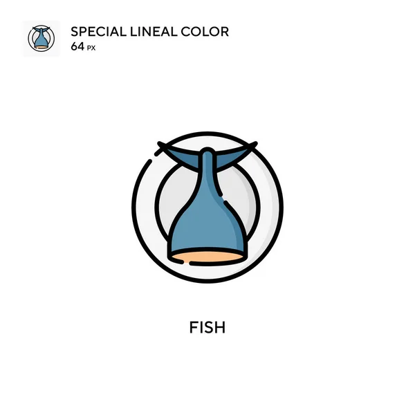 Fish Especial Icono Vector Color Lineal Plantilla Diseño Símbolo Ilustración — Vector de stock