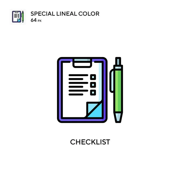 Checklist Speciale Lijnkleur Vector Pictogram Illustratie Symbool Ontwerp Sjabloon Voor — Stockvector