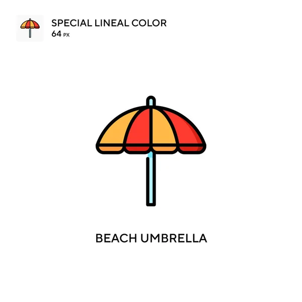 Paraguas Playa Icono Especial Vector Color Lineal Plantilla Diseño Símbolo — Vector de stock