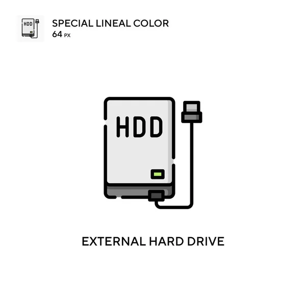 Disque Dur Externe Special Lineal Color Vector Icon Modèle Conception — Image vectorielle