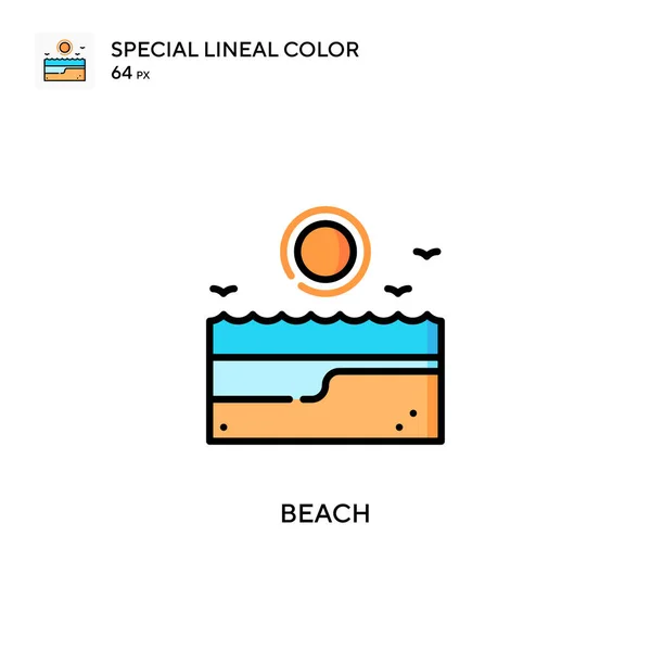 ビーチ特殊線色ベクトルアイコン WebモバイルUi要素のイラストシンボルデザインテンプレート — ストックベクタ