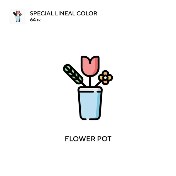 Flower Pot Ειδική Lineal Χρώμα Διάνυσμα Εικονίδιο Πρότυπο Σχεδίασης Συμβόλων — Διανυσματικό Αρχείο