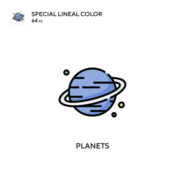 Planetas Icono Especial Vector Color Lineal Plantilla Diseño Símbolo Ilustración — Archivo Imágenes Vectoriales