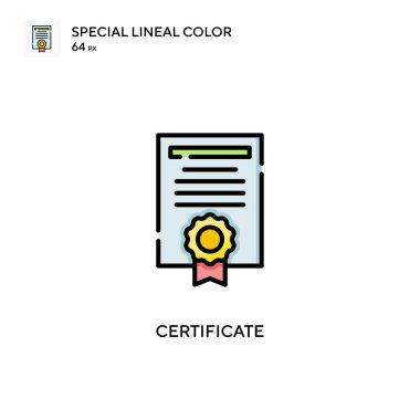 Sertifika Özel Doğrusal Renk Vektörü simgesi. Web mobil UI ögesi için resimleme sembolü tasarım şablonu.
