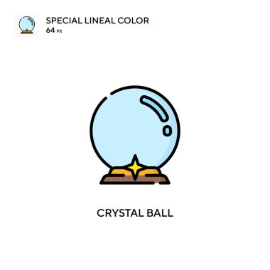Kristal küre özel doğrusal renk vektör simgesi. Web mobil UI ögesi için resimleme sembolü tasarım şablonu.