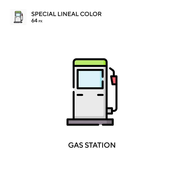 Stacja Benzynowa Specjalna Ikona Wektora Koloru Linii Ilustracja Szablonu Projektu — Wektor stockowy