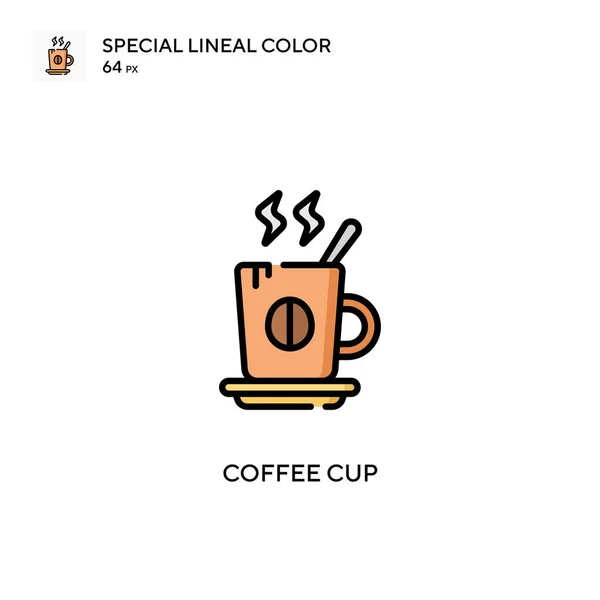 Coffee Cup Special Lineal Color Vector Icon Illustration Symbol Design — Stock Vector