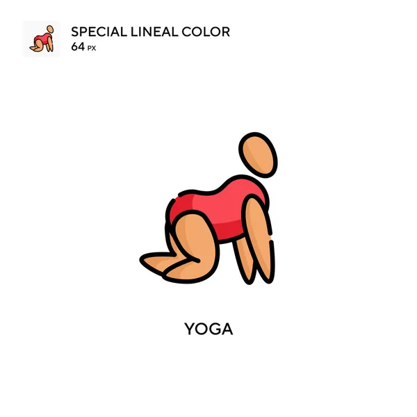 Yoga Icono Especial Vector Color Lineal Plantilla Diseño Símbolo Ilustración — Vector de stock