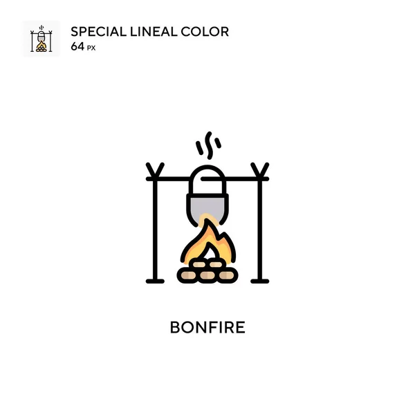 Bonfire Különleges Lineáris Színvektor Ikon Illusztráció Szimbólum Design Sablon Web — Stock Vector