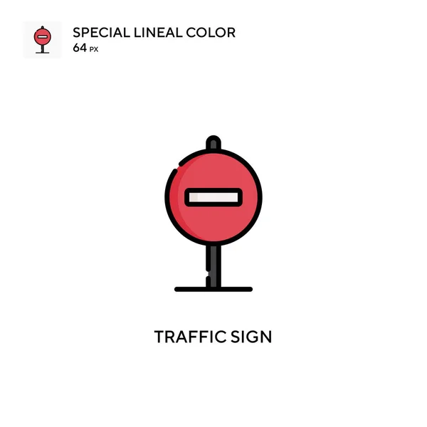 Trafikskylt Speciell Linjal Färg Vektor Ikon Illustration Symbol Design Mall — Stock vektor