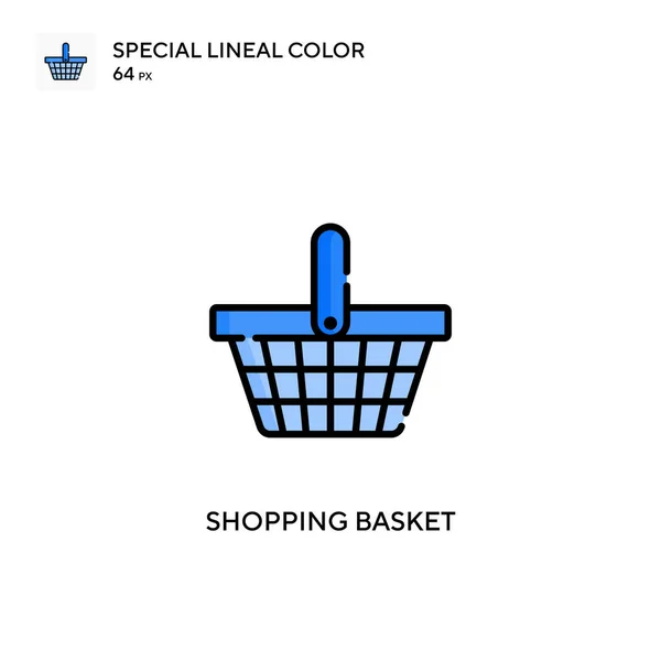 Varukorg Speciell Linjal Färg Vektor Ikon Illustration Symbol Design Mall — Stock vektor