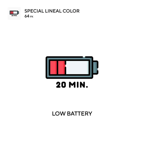 Lage Batterij Speciale Lijnkleur Vector Icoon Illustratie Symbool Ontwerp Sjabloon — Stockvector