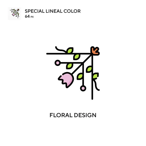 Цветочный Дизайн Специальная Линейная Цветовая Векторная Икона Шаблон Оформления Символов — стоковый вектор