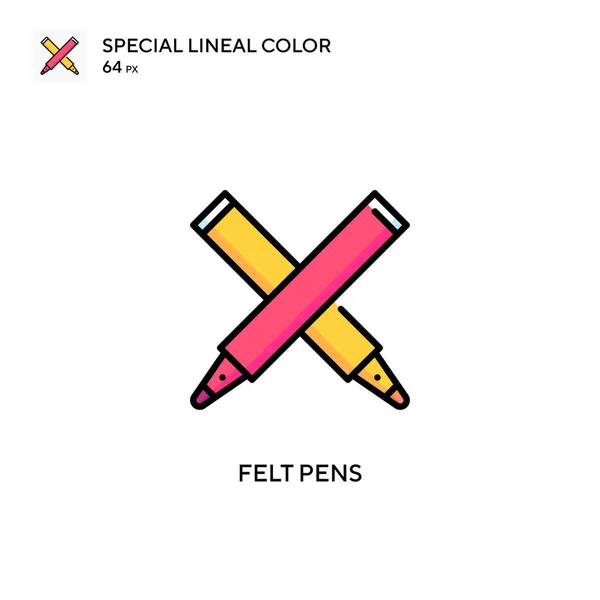 Keçeli Kalemler Özel Doğrusal Renk Vektörü Simgesi Web Mobil Ögesi — Stok Vektör