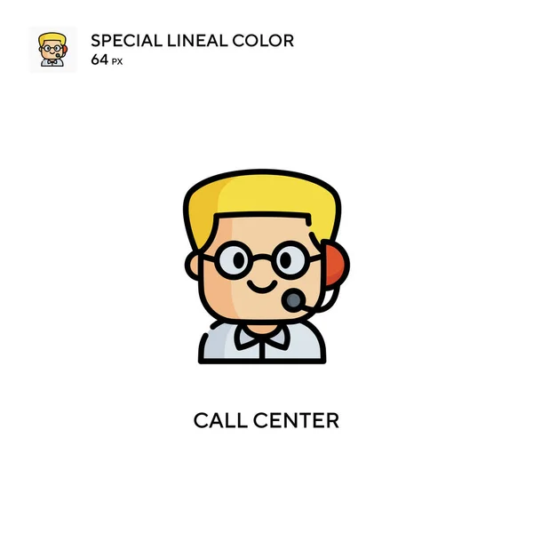 Call Center Icono Especial Vector Color Lineal Plantilla Diseño Símbolo — Vector de stock