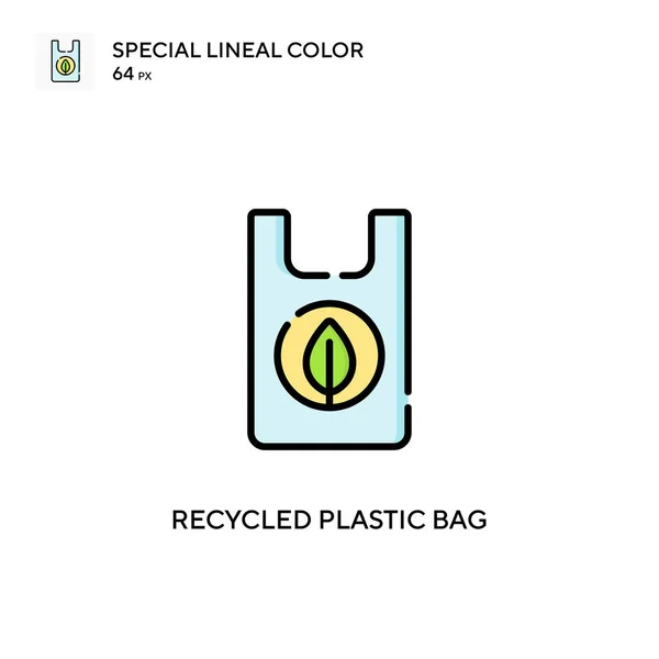 Bolsa Plástico Reciclado Icono Vector Color Lineal Especial Plantilla Diseño — Vector de stock