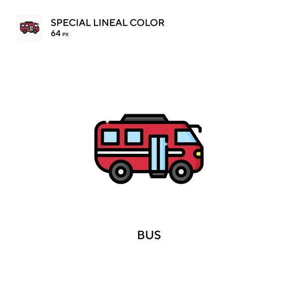 Bus Icono Especial Vector Color Lineal Plantilla Diseño Símbolo Ilustración — Vector de stock