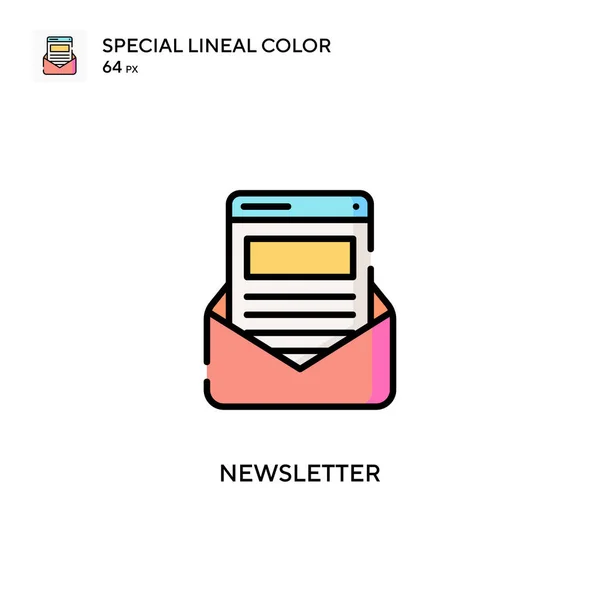 Newsletter Icono Especial Vector Color Lineal Plantilla Diseño Símbolo Ilustración — Vector de stock