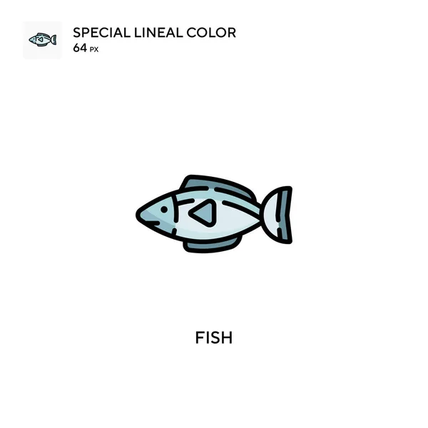 Fish Especial Icono Vector Color Lineal Plantilla Diseño Símbolo Ilustración — Vector de stock