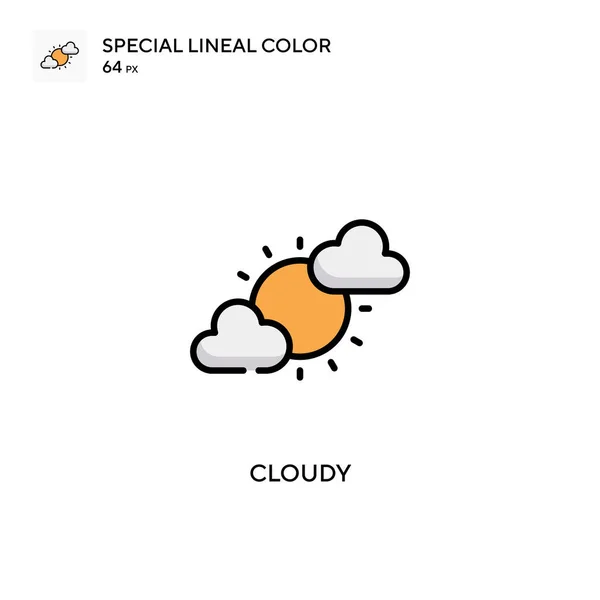 Cloudy Ícone Vetorial Cor Linear Especial Modelo Design Símbolo Ilustração — Vetor de Stock