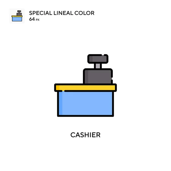 Cashier Special Lineal Color Vector Icon Illustration Symbol Design Template — Stock Vector