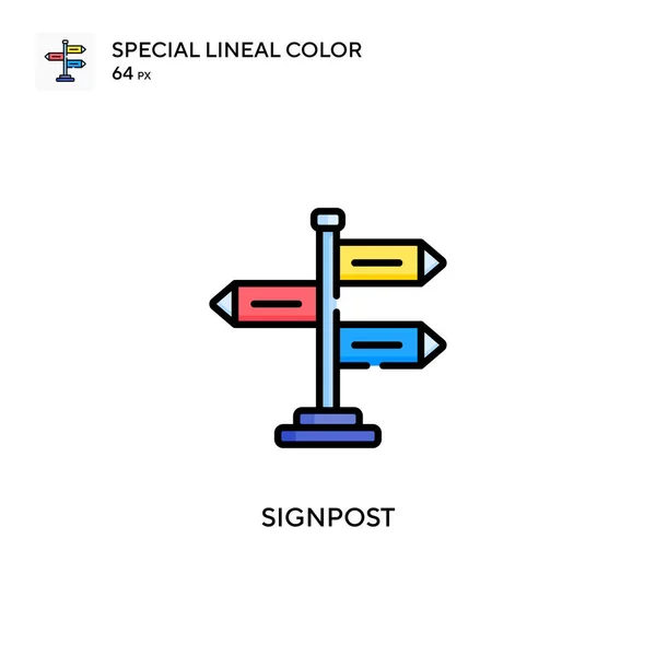 Signpost Különleges Lineáris Színvektor Ikon Illusztráció Szimbólum Design Sablon Web — Stock Vector