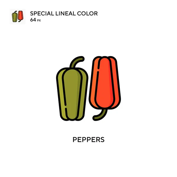 Peppers Ícone Vetorial Cor Linear Especial Modelo Design Símbolo Ilustração — Vetor de Stock