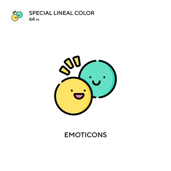 Emoticones Icono Especial Vector Color Lineal Plantilla Diseño Símbolo Ilustración — Vector de stock