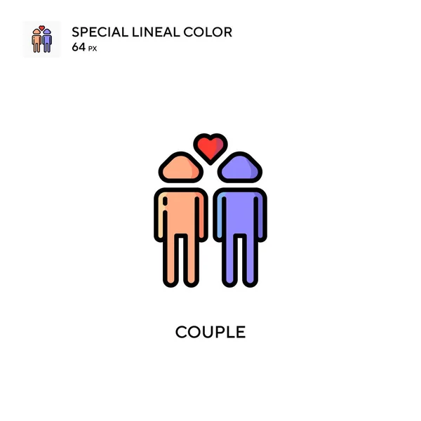 Couple Special Lineal Color Vector Icon Illustration Symbol Design Template — Stock Vector