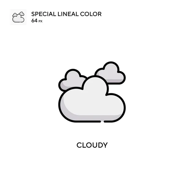 Cloudy Special Lineal Color Vector Icon Illustration Symbol Design Template — Stock Vector