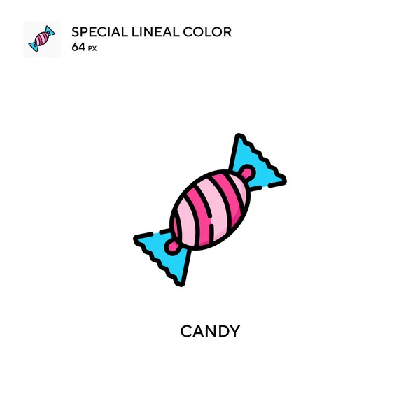 Candy Icono Especial Vector Color Lineal Plantilla Diseño Símbolo Ilustración — Vector de stock