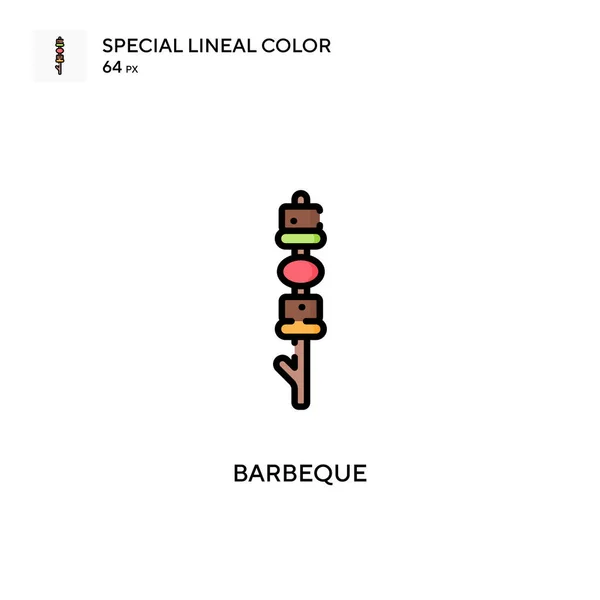 Barbeque Ícone Vetorial Cor Linear Especial Modelo Design Símbolo Ilustração — Vetor de Stock