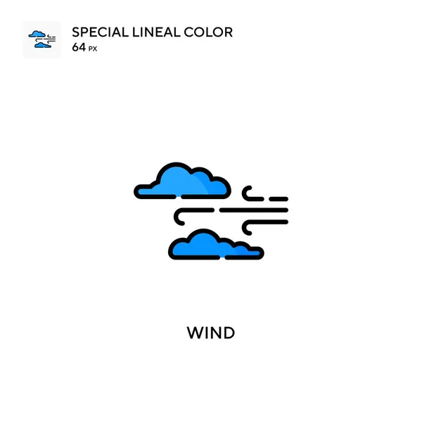 Wind Special Icono Vector Color Lineal Plantilla Diseño Símbolo Ilustración — Vector de stock