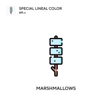 Marshmallows özel doğrusal renk vektör simgesi. Web mobil UI ögesi için resimleme sembolü tasarım şablonu.