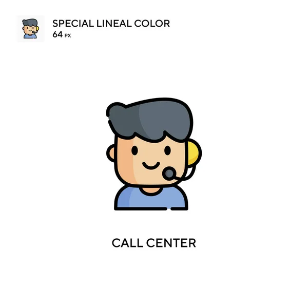 Call Center Icono Especial Vector Color Lineal Plantilla Diseño Símbolo — Archivo Imágenes Vectoriales