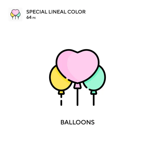 Ballonger Speciell Linjal Färg Vektor Ikon Illustration Symbol Design Mall — Stock vektor