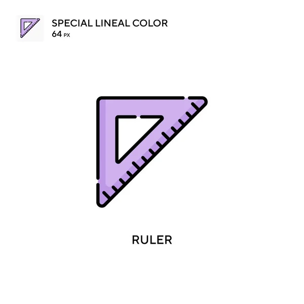 Härskare Speciell Linjal Färg Vektor Ikon Illustration Symbol Design Mall — Stock vektor