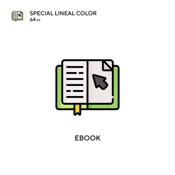 Ebook Ícone Vetorial Cor Linear Especial Modelo Design Símbolo Ilustração —  Vetores de Stock