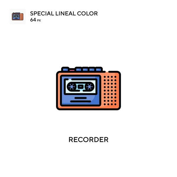 Recorder Special Linjal Färg Ikon Illustration Symbol Design Mall För — Stock vektor