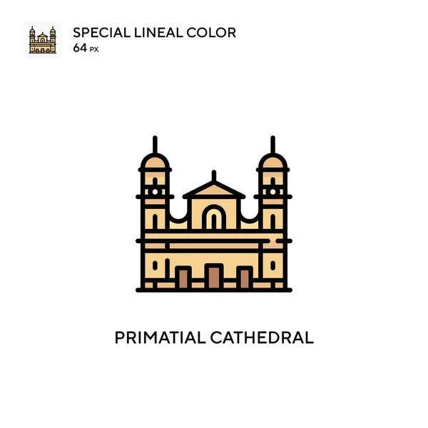 Cathédrale Primitive Icône Spéciale Couleur Linéaire Modèle Conception Symbole Illustration — Image vectorielle