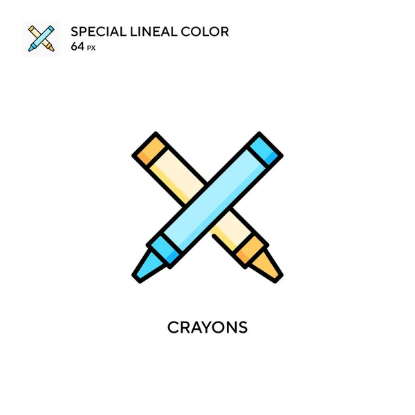 Crayones Icono Especial Color Lineal Plantilla Diseño Símbolo Ilustración Para — Vector de stock