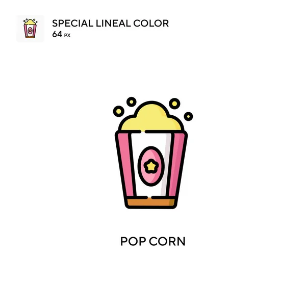 Pop Corn Ícone Cor Linear Especial Modelo Design Símbolo Ilustração — Vetor de Stock