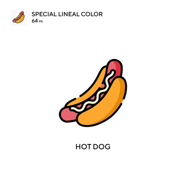Hot Dog Ícone Cor Linear Especial Modelo Design Símbolo Ilustração — Vetor de Stock